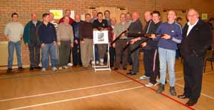 Enjoying the fun at the Lazer Shoot during a ‘Lads’ Night In’ at St Matthew’s, Broomhedge.
